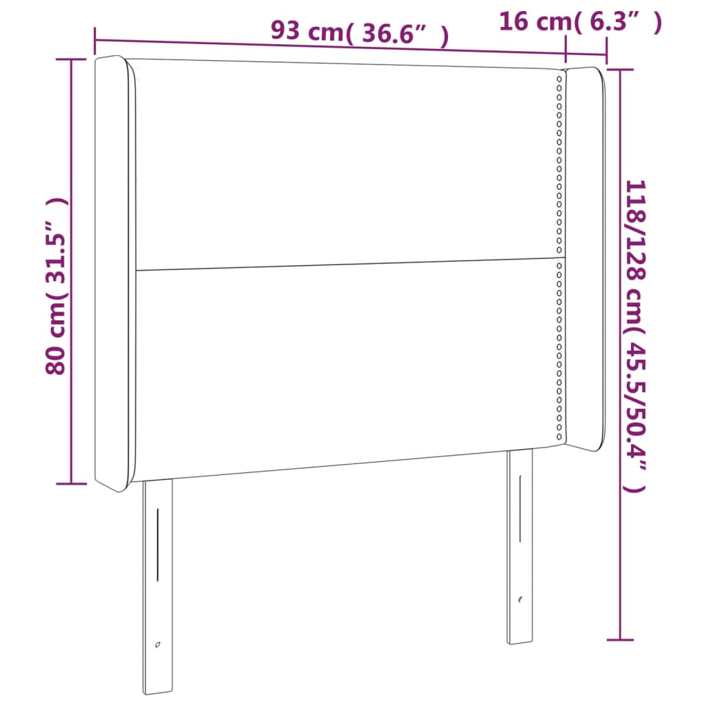 Testiera ad Orecchio Grigio Chiaro 93x16x118/128 cm in Tessuto | homemem39
