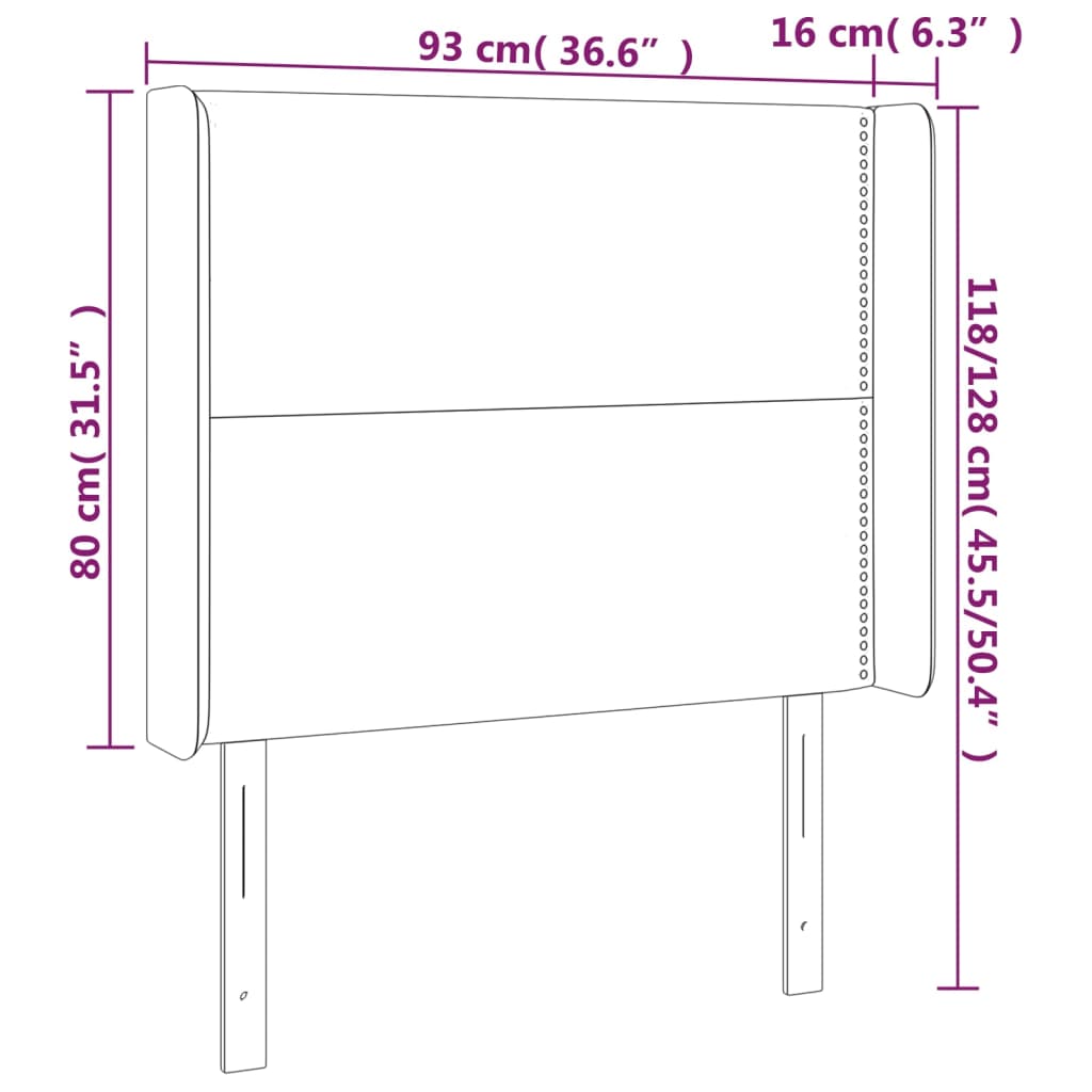 Testiera ad Orecchio Grigio Scuro 93x16x118/128 cm in Tessuto | homemem39