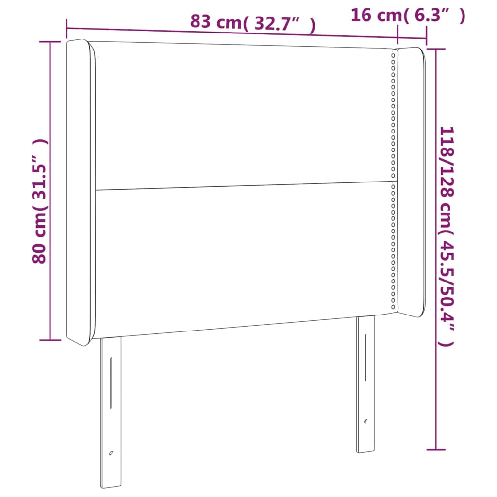 Testiera ad Orecchio Nera 83x16x118/128 cm in Velluto | homemem39