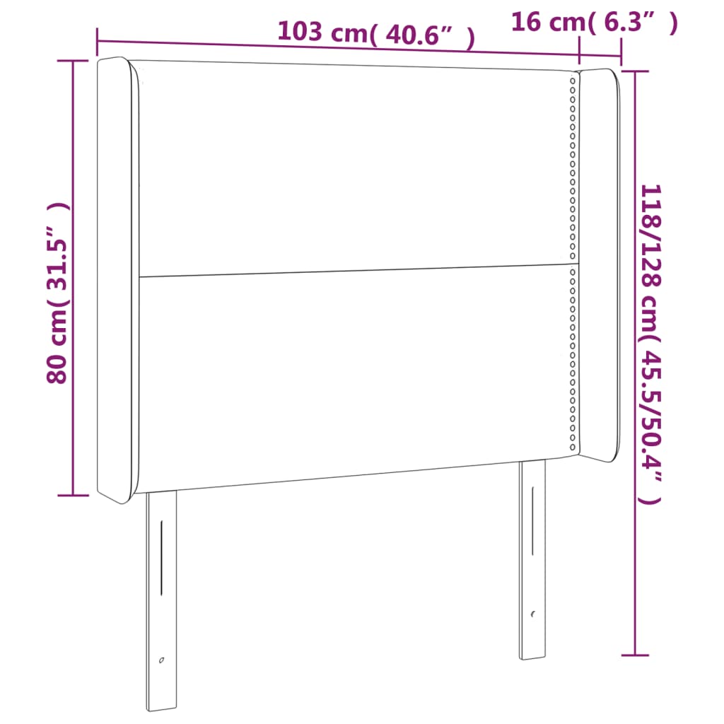Testiera ad Orecchio Nera 103x16x118/128 cm in Velluto | homemem39