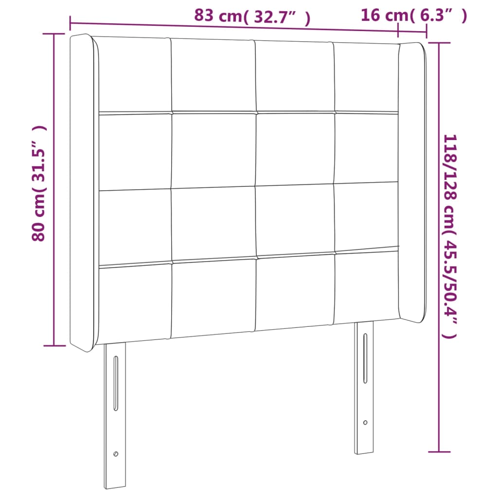 Testiera ad Orecchio Grigio Chiaro 83x16x118/128 cm in Tessuto | homemem39