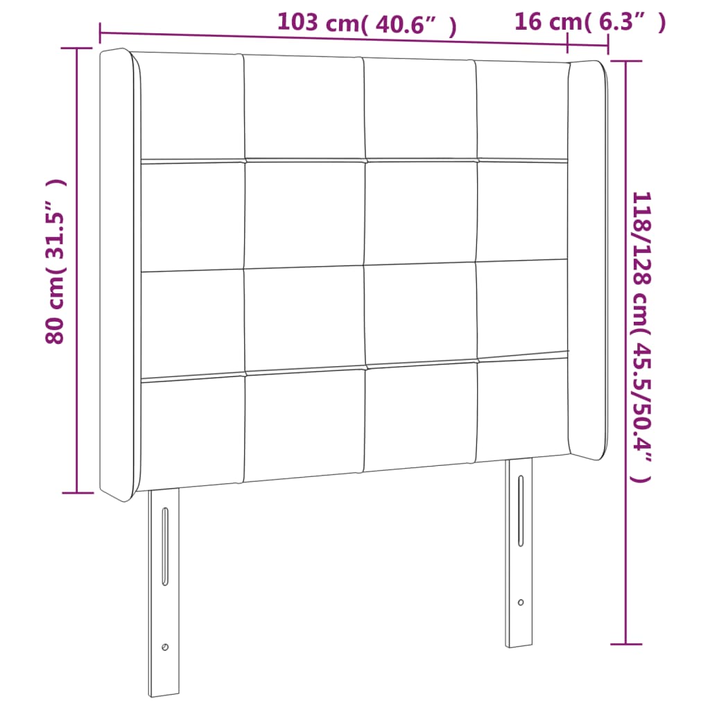 Testiera ad Orecchio Tortora 103x16x118/128 cm in Tessuto | homemem39