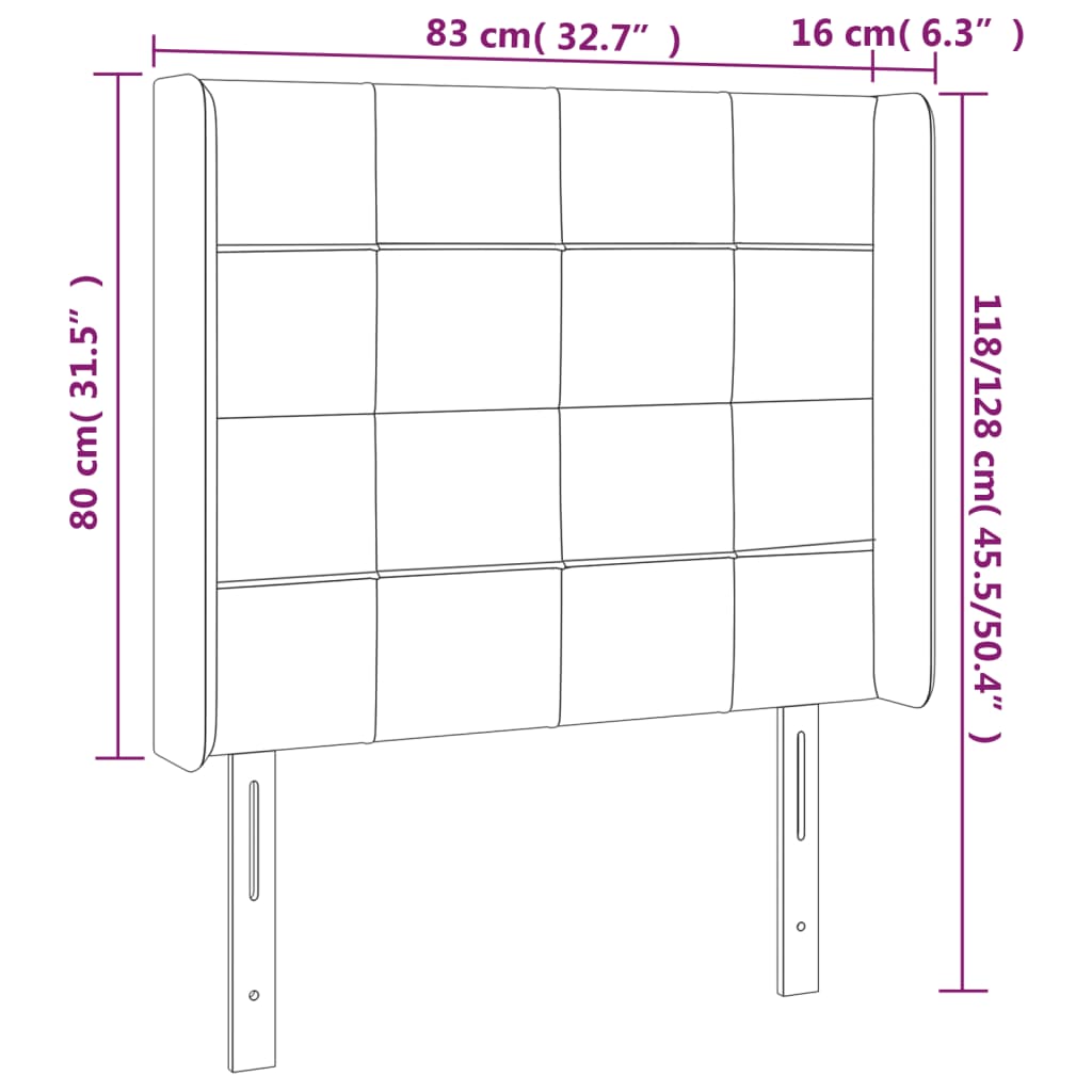 Testiera ad Orecchio Nera 83x16x118/128 cm in Velluto | homemem39