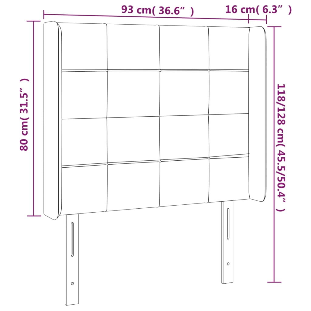 Testiera ad Orecchio Grigio Chiaro 93x16x118/128 cm in Velluto | homemem39