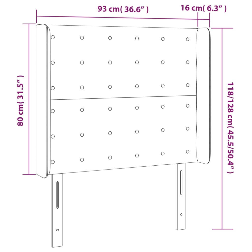 Testiera ad Orecchio Crema 93x16x118/128 cm in Similpelle | homemem39