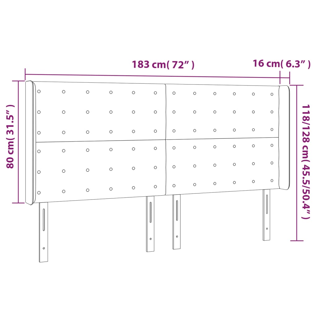 Testiera ad Orecchio Bianco 183x16x118/128 cm in Similpelle | homemem39