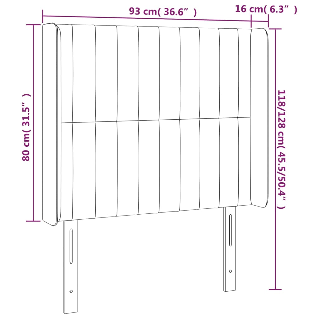 Testiera ad Orecchio Grigio Chiaro 93x16x118/128 cm in Tessuto | homemem39