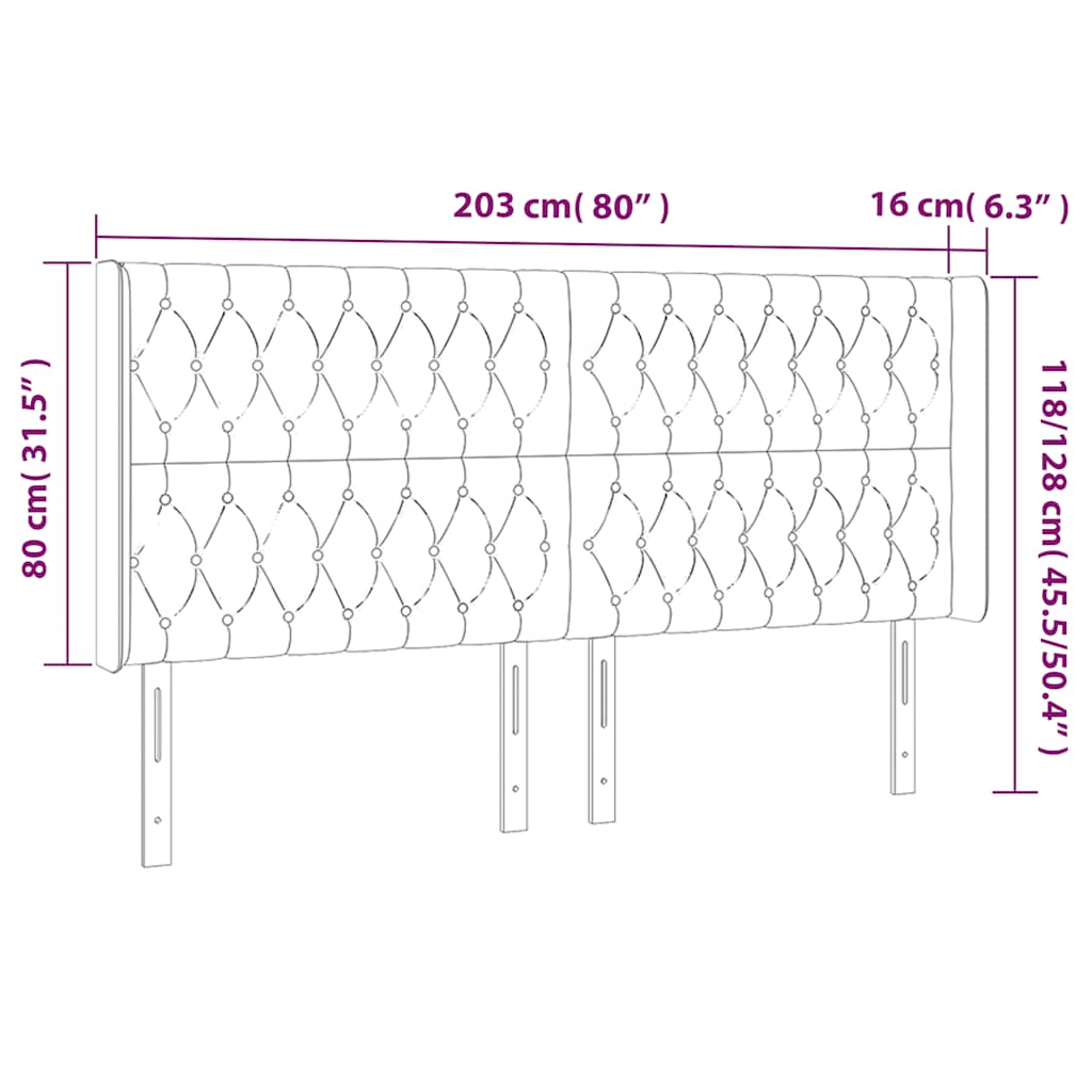 Testiera ad Orecchio Blu Scuro 203x23x118/128 cm in Velluto | homemem39