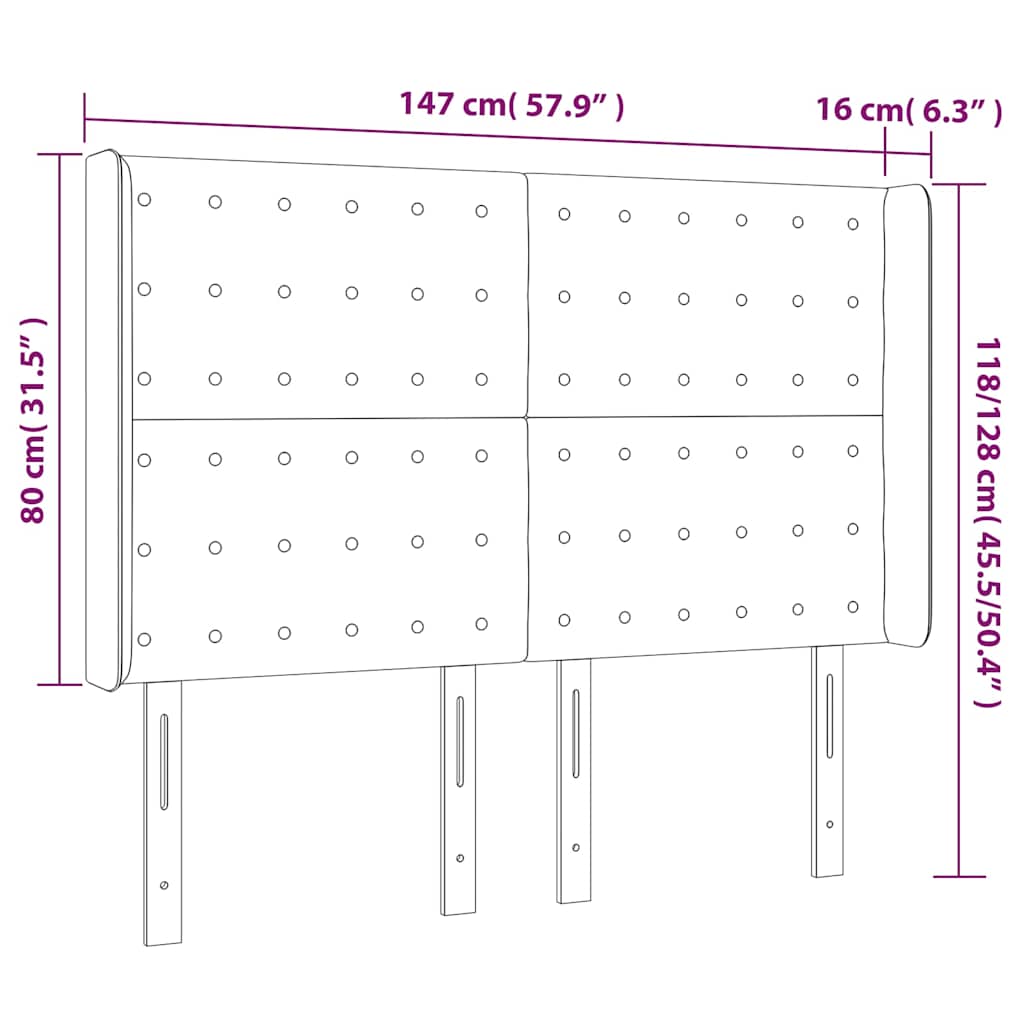 Testiera ad Orecchio Blu Scuro 147x16x118/128 cm in Velluto | homemem39