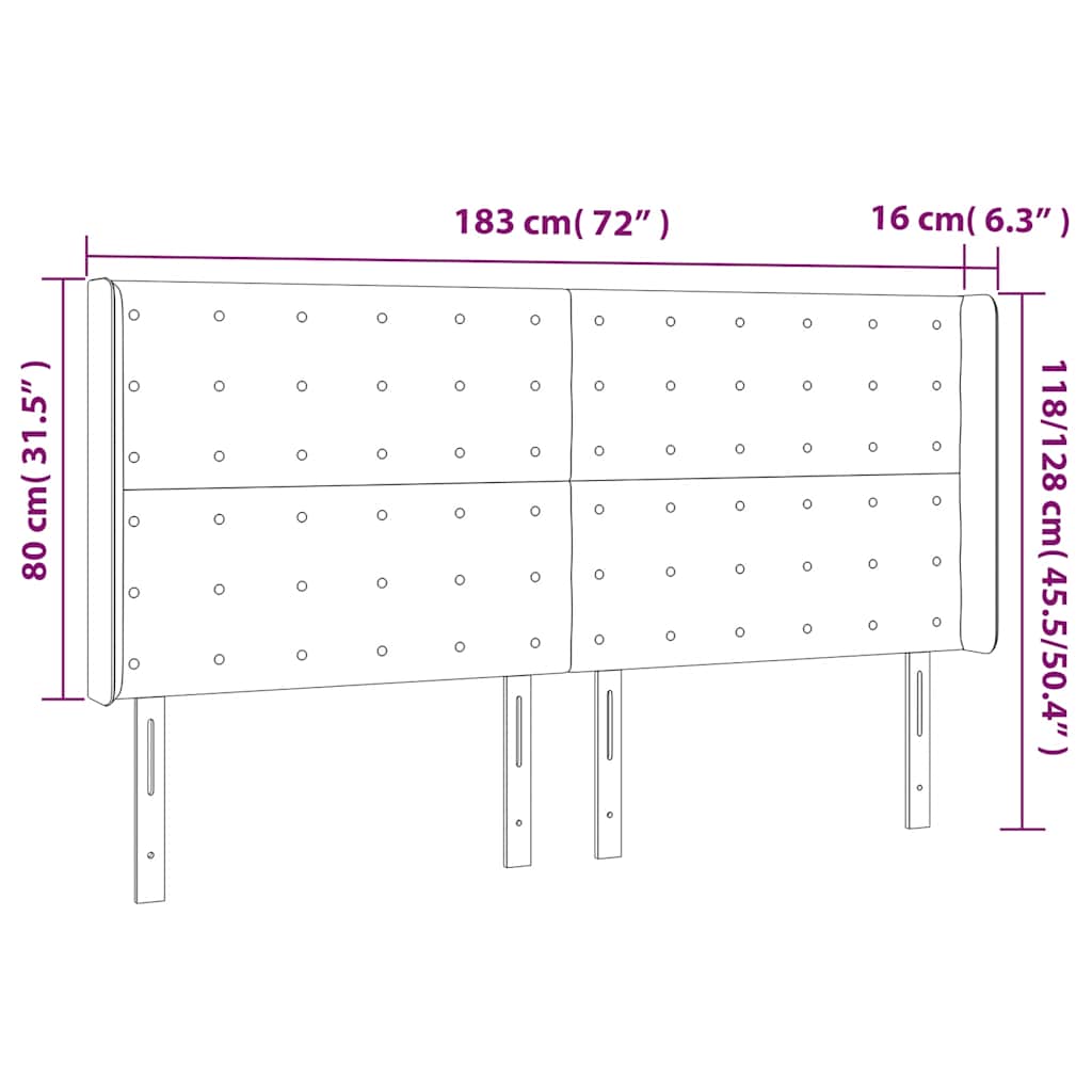 Testiera ad Orecchio Blu Scuro 183x16x118/128 cm in Velluto | homemem39