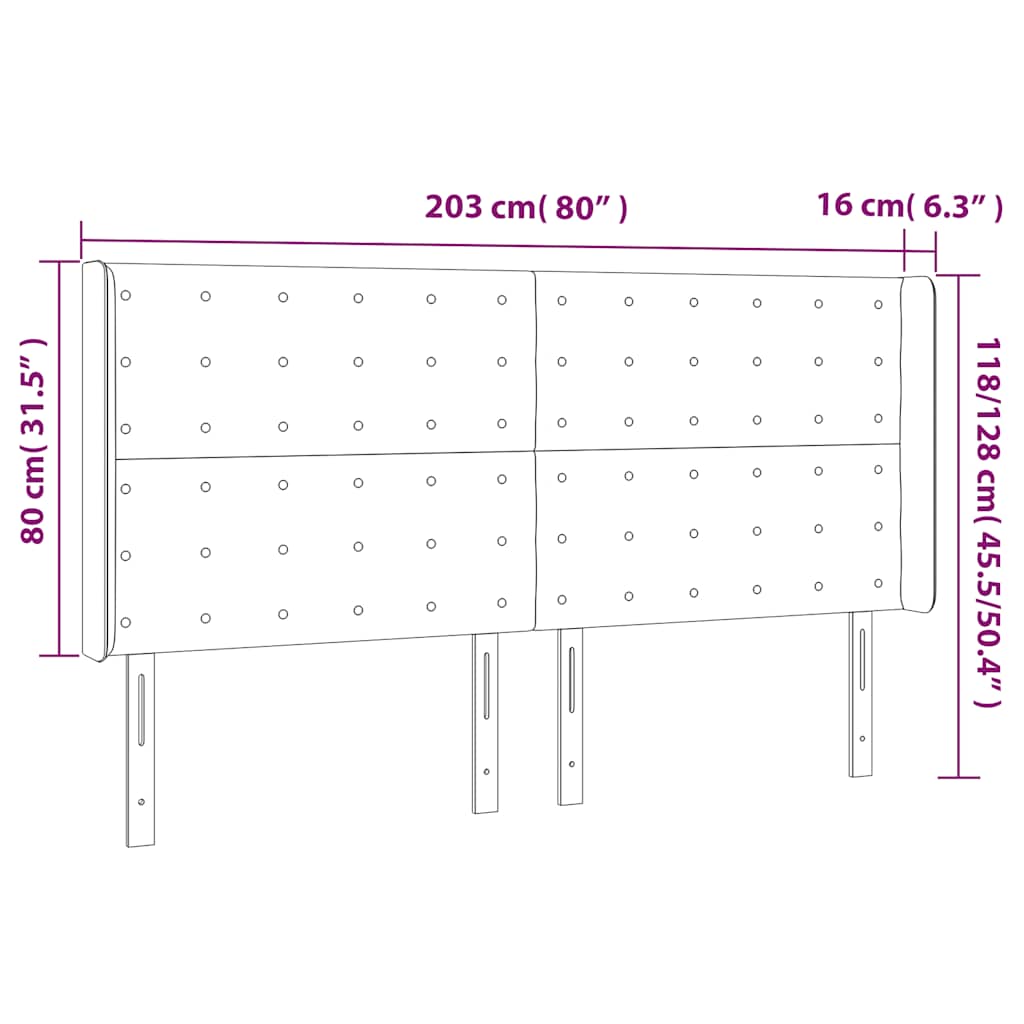 Testiera ad Orecchio Blu Scuro 203x23x118/128 cm in Velluto | homemem39