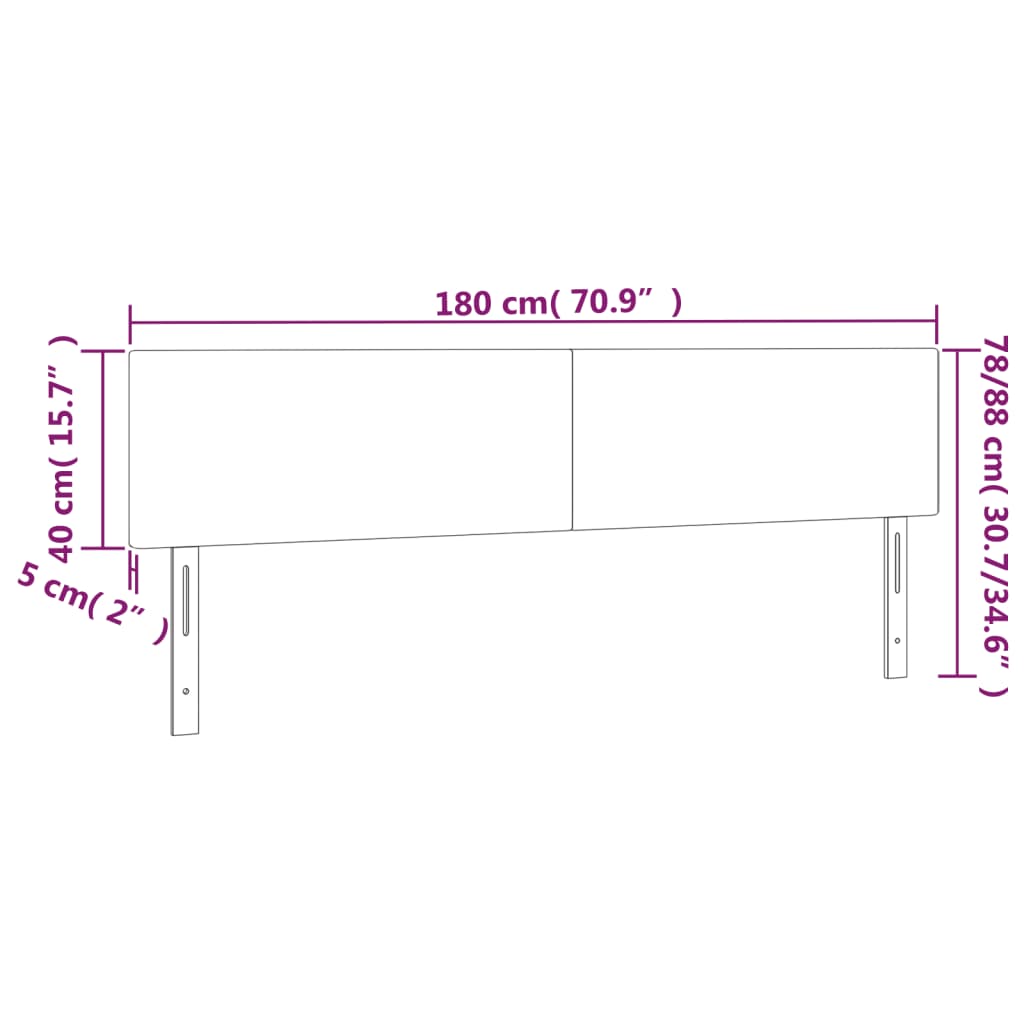 Testiera a LED Nera 180x5x78/88 cm in Tessuto | homemem39