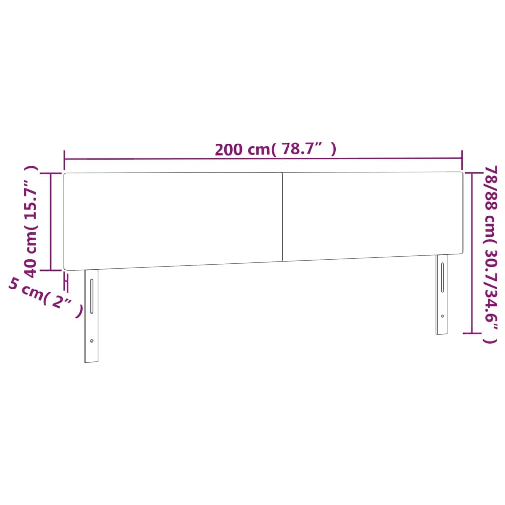 Testiera a LED Crema 200x5x78/88 cm in Tessuto | homemem39
