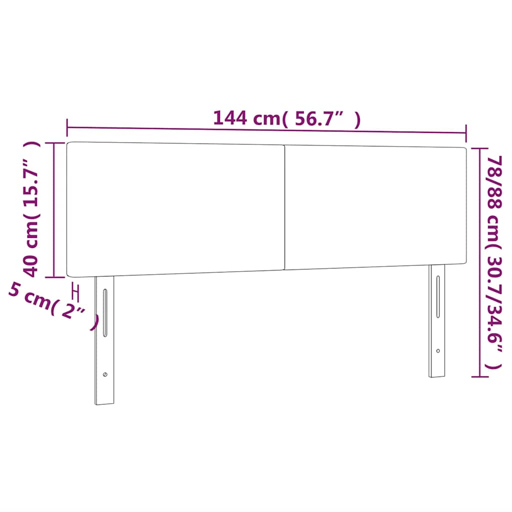 Testiera a LED Blu Scuro 144x5x78/88 cm in Velluto
