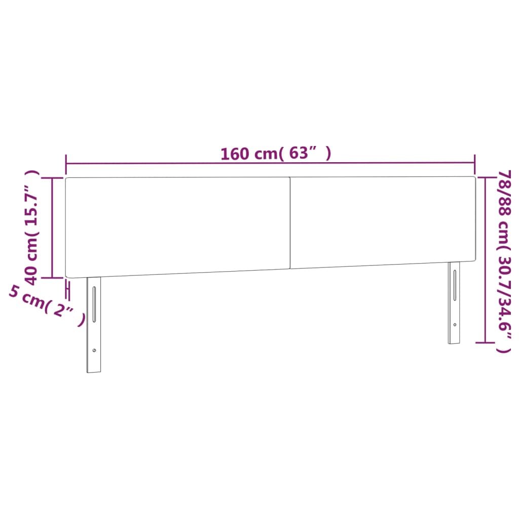 Testiera a LED Grigio Chiaro 160x5x78/88 cm in Velluto | homemem39