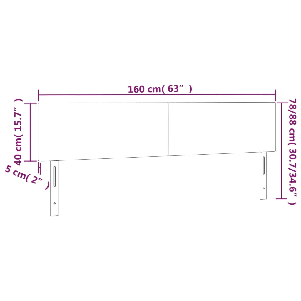 Testiera a LED Nera 160x5x78/88 cm in Velluto | homemem39