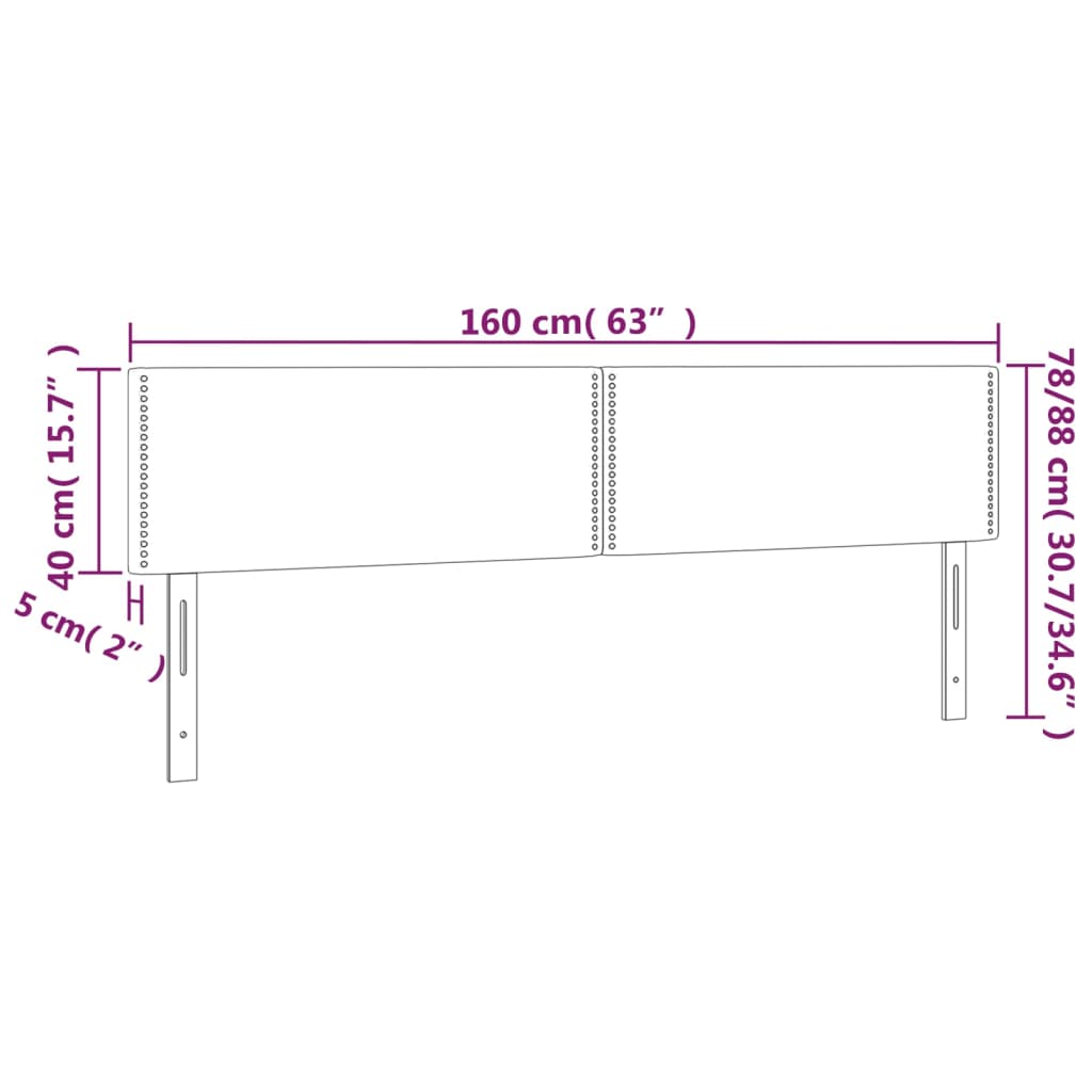 Testiera a LED Nera 160x5x78/88 cm in Tessuto | homemem39