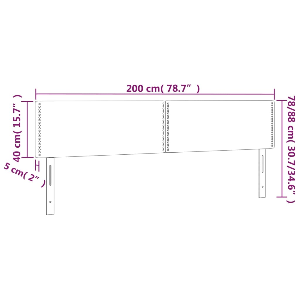 Testiera a LED Grigio Scuro 200x5x78/88 cm in Tessuto | homemem39