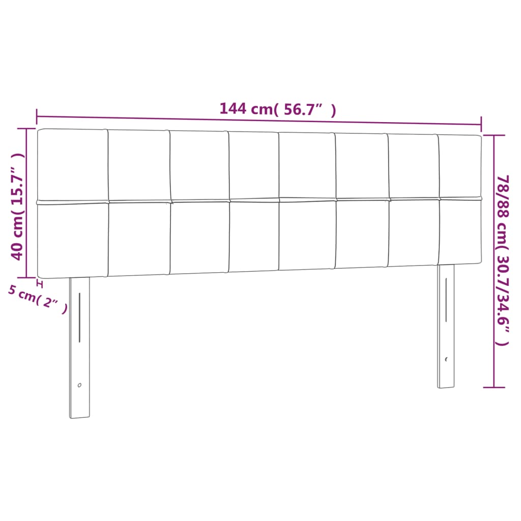 Testiera a LED Tortora 144x5x78/88 cm in Tessuto | homemem39