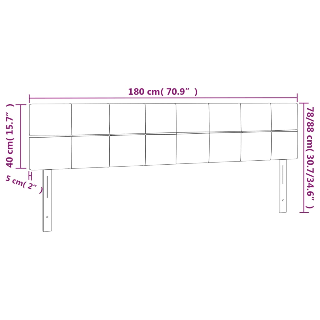 Testiera a LED Nera 180x5x78/88 cm in Tessuto | homemem39