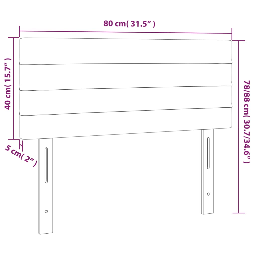 Testiera a LED Nera 80x5x78/88 cm in Tessuto | homemem39