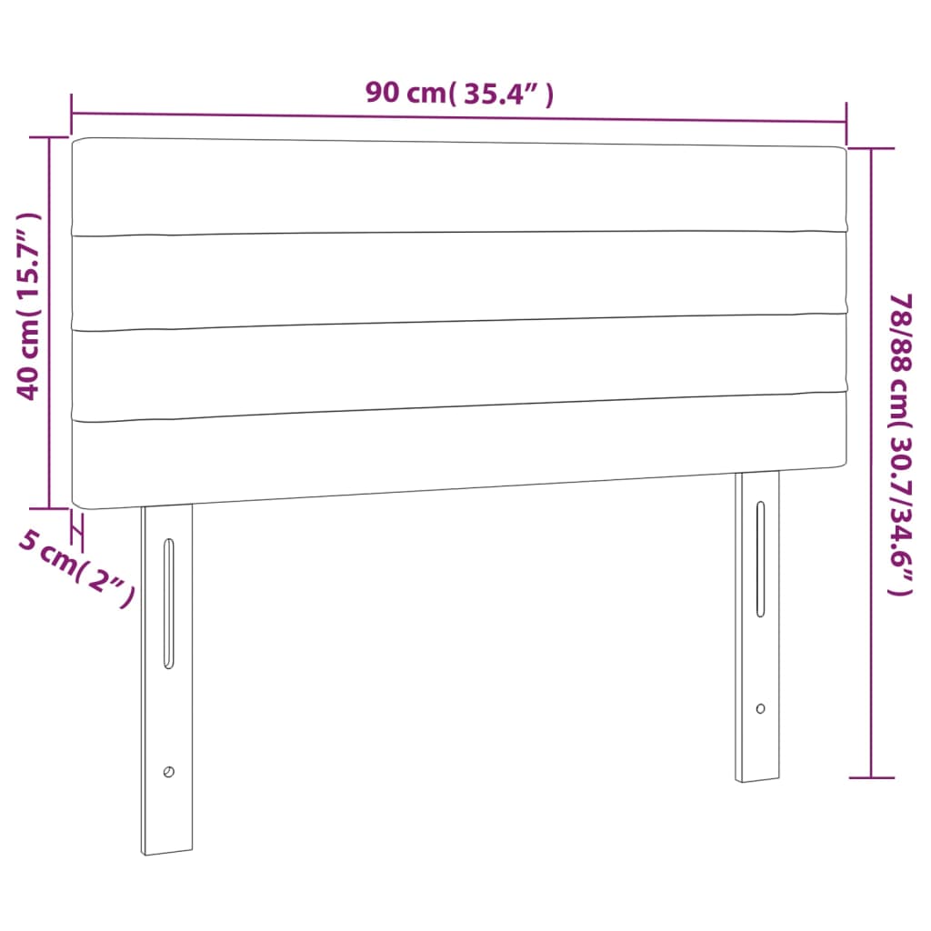 Testiera a LED Nera 90x5x78/88 cm in Tessuto | homemem39