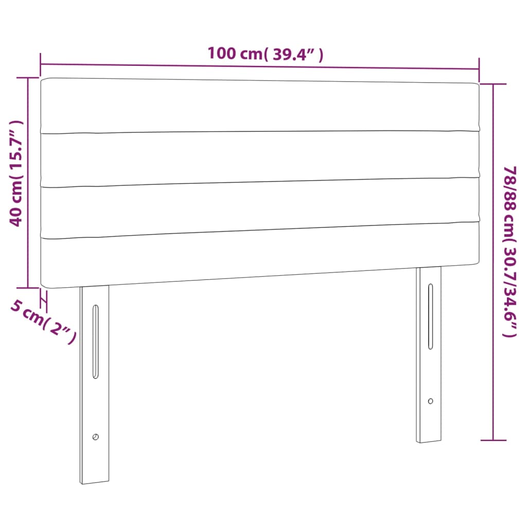 Testiera a LED Grigio Scuro 100x5x78/88 cm in Tessuto | homemem39