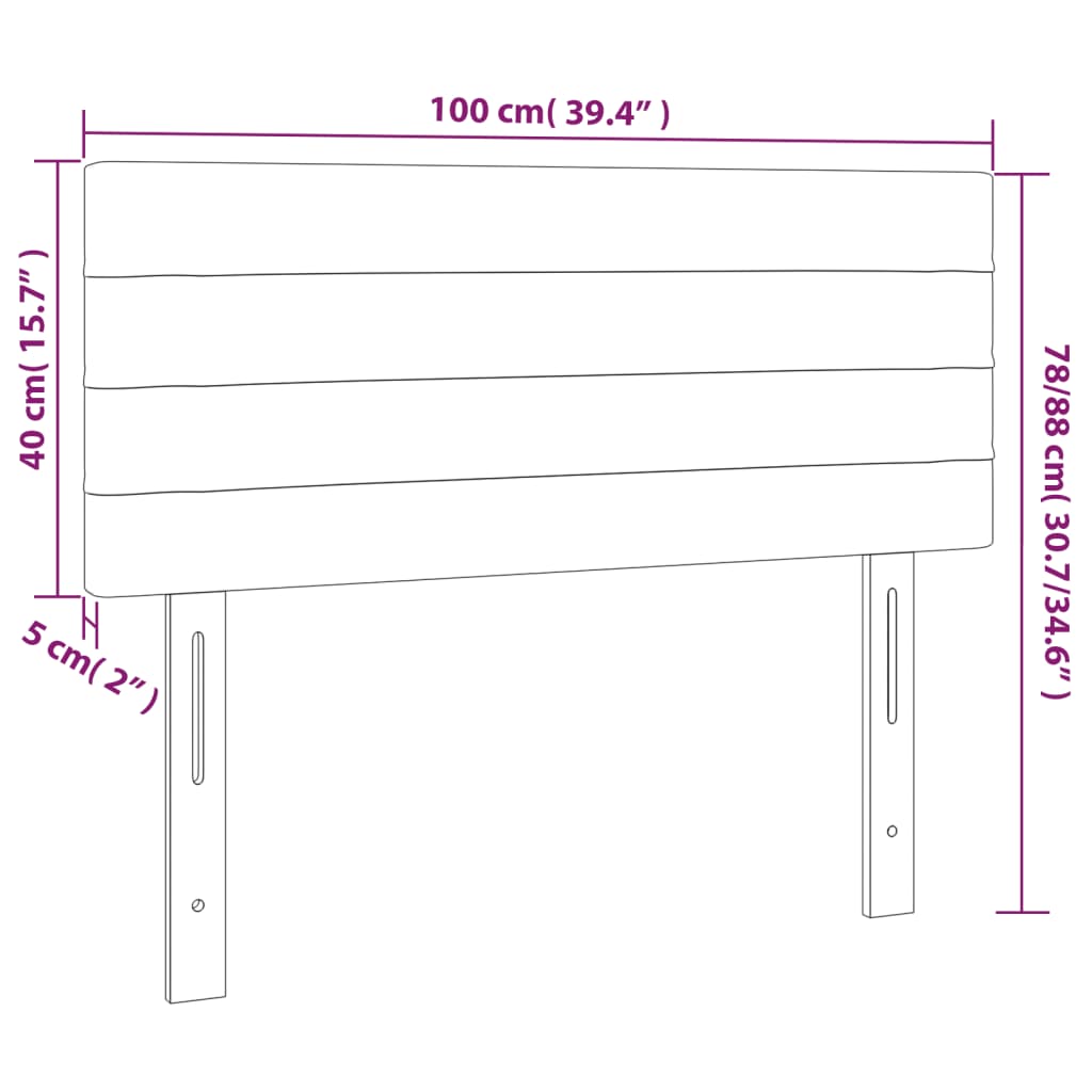 Testiera a LED Nera 100x5x78/88 cm in Tessuto | homemem39