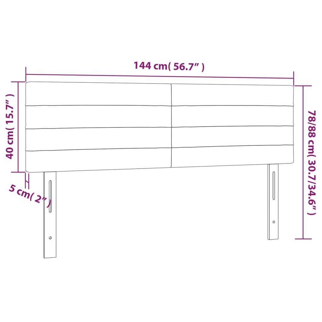 Testiera a LED Nera 144x5x78/88 cm in Velluto | homemem39