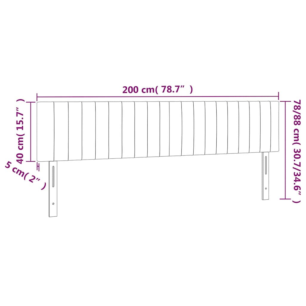 Testiera a LED Verde Scuro 200x5x78/88 cm in Velluto
