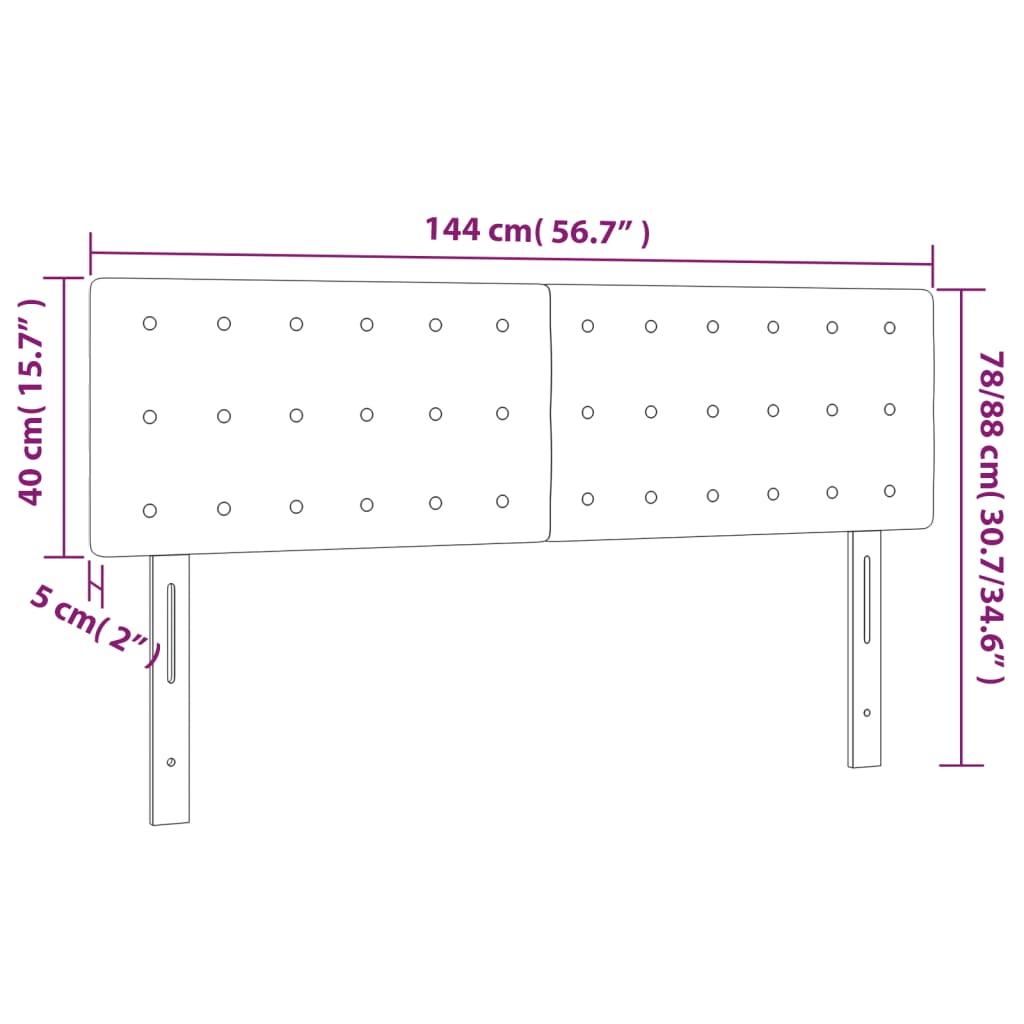 Testiera a LED Crema 144x5x78/88 cm in Tessuto | homemem39