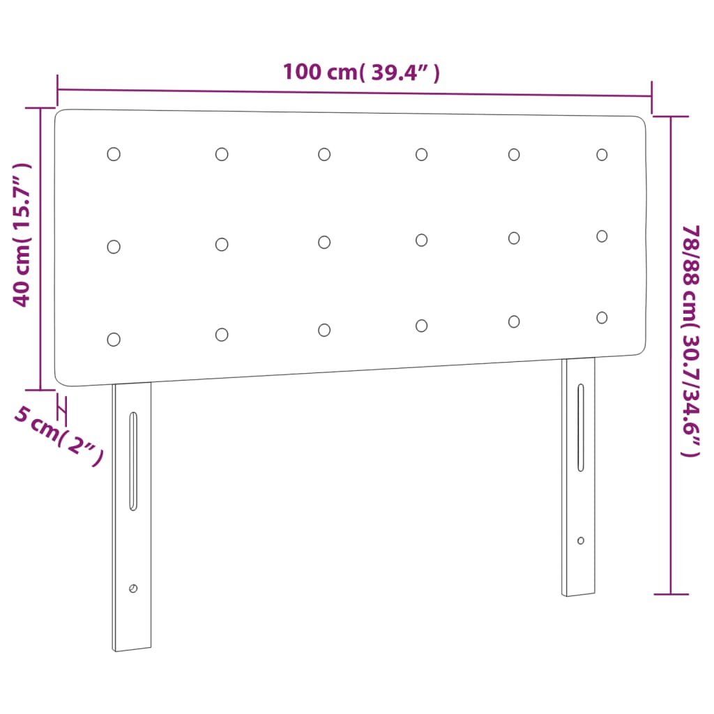 Testiera a LED Nera 100x5x78/88 cm in Velluto | homemem39