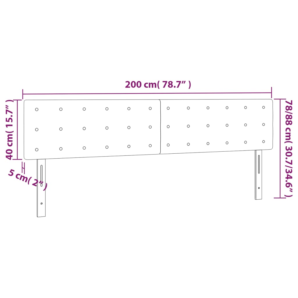 Testiera a LED Rosa 200x5x78/88 cm in Velluto | homemem39