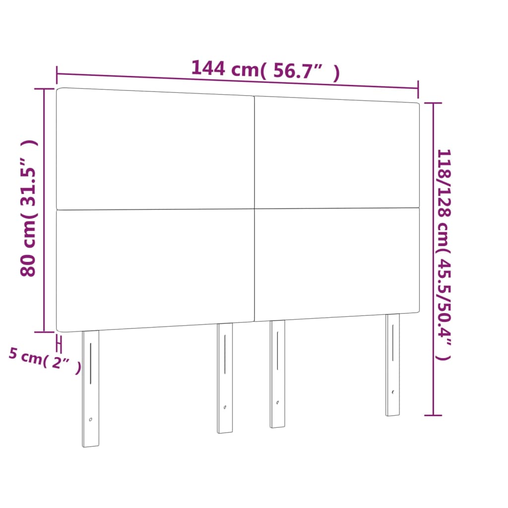 Testiera a LED Crema 144x5x118/128 cm in Tessuto | homemem39