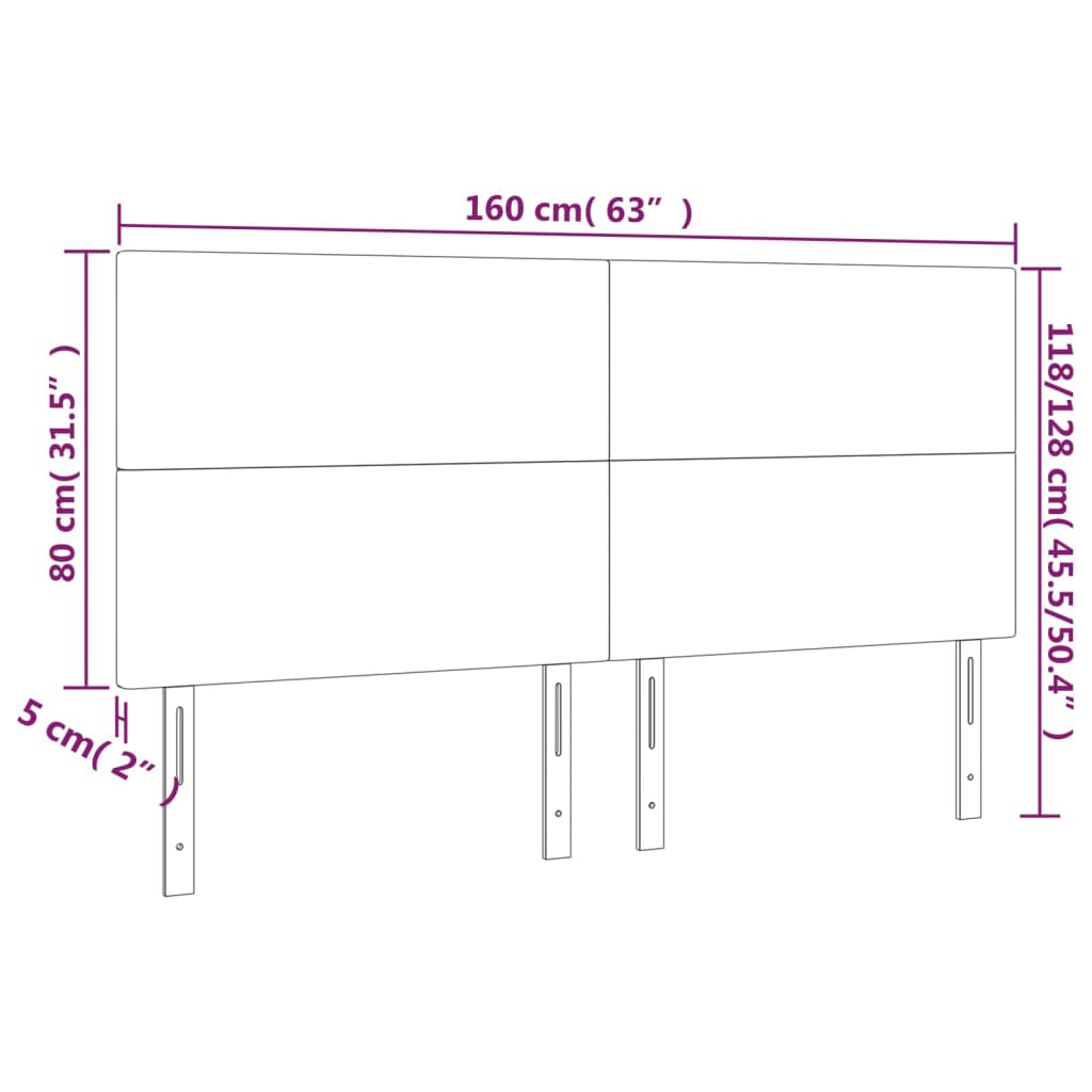 Testiera a LED GrigioScuro 160x5x118/128cm inTessuto | homemem39