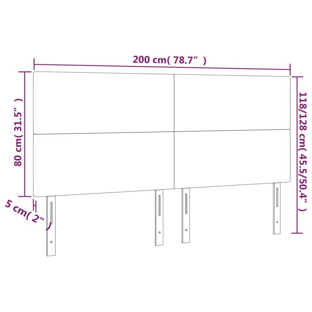 Testiera a LED rosa 200x5x118/128 cm in Velluto | homemem39