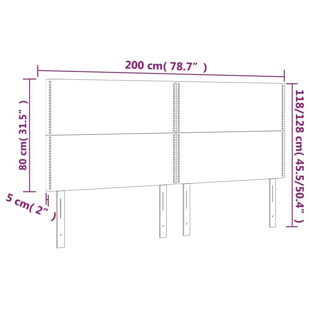 Testiera a LED GrigioScuro 200x5x118/128cm in Velluto | homemem39