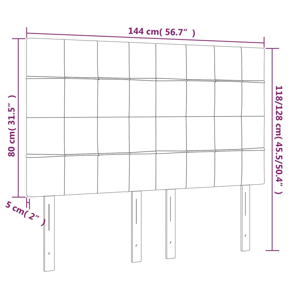 Testiera a LED GrigioScuro 144x5x118/128cm inTessuto | homemem39