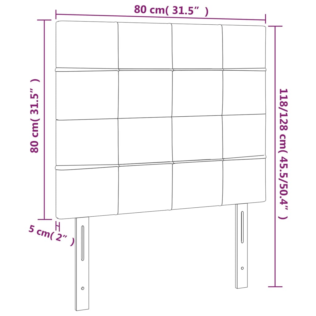 Testiera a LED Rosa 80x5x118/128 cm in Velluto | homemem39