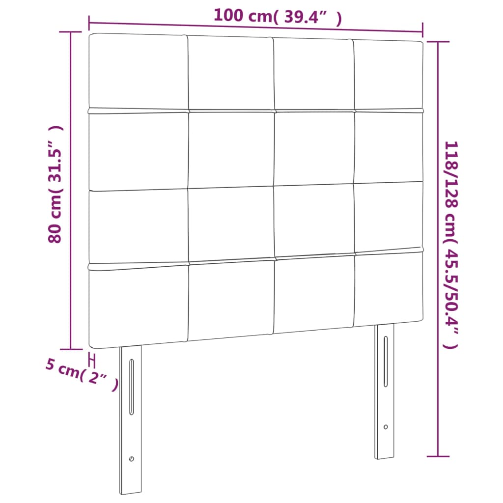 Testiera a LED Nera 100x5x118/128 cm in Velluto | homemem39