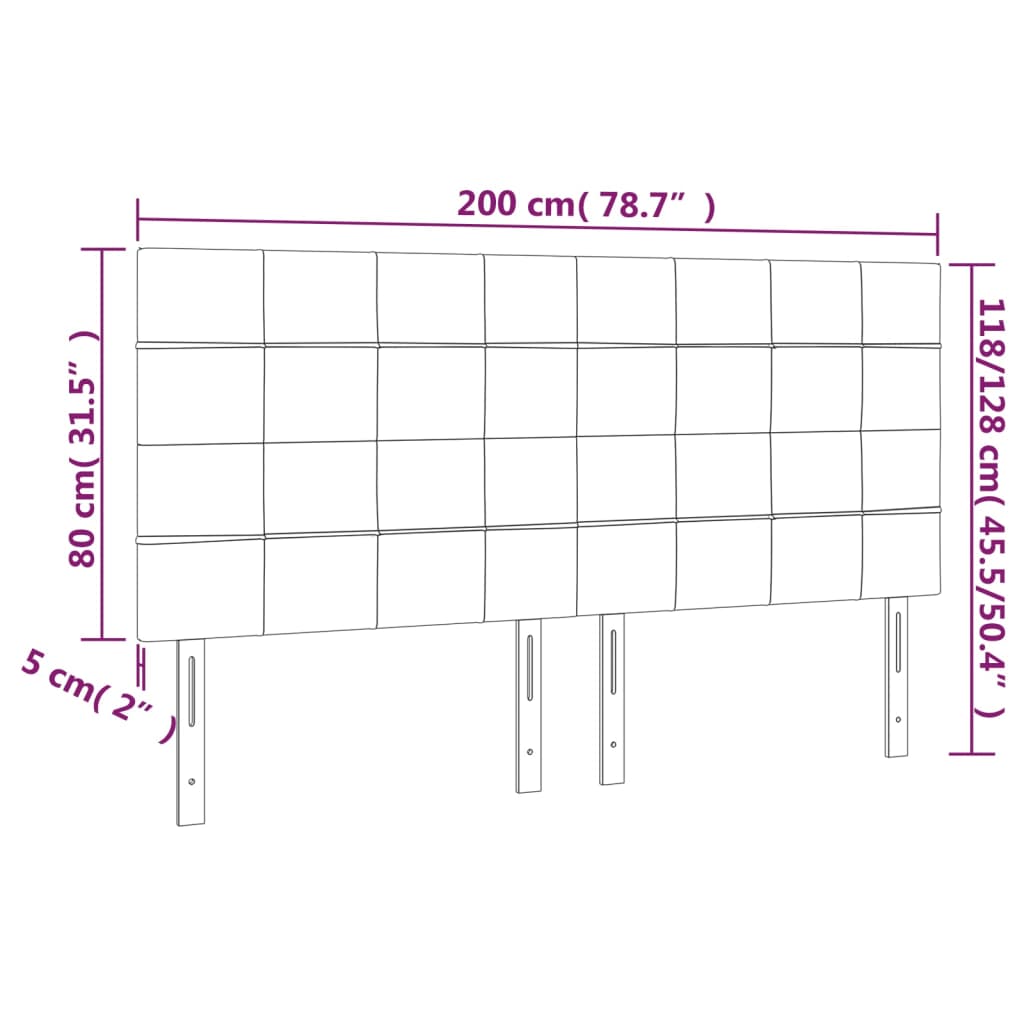 Testiera a LED rosa 200x5x118/128 cm in Velluto | homemem39