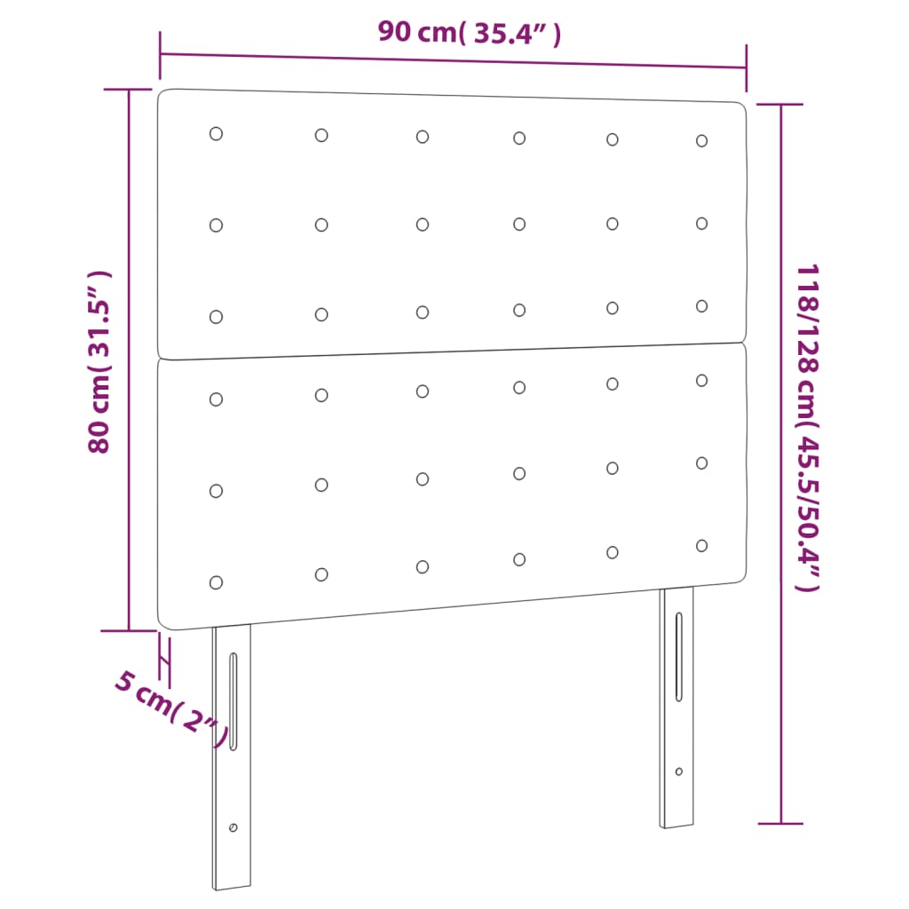 Testiera a LED Bianco 90x5x118/128 cm in Similpelle | homemem39