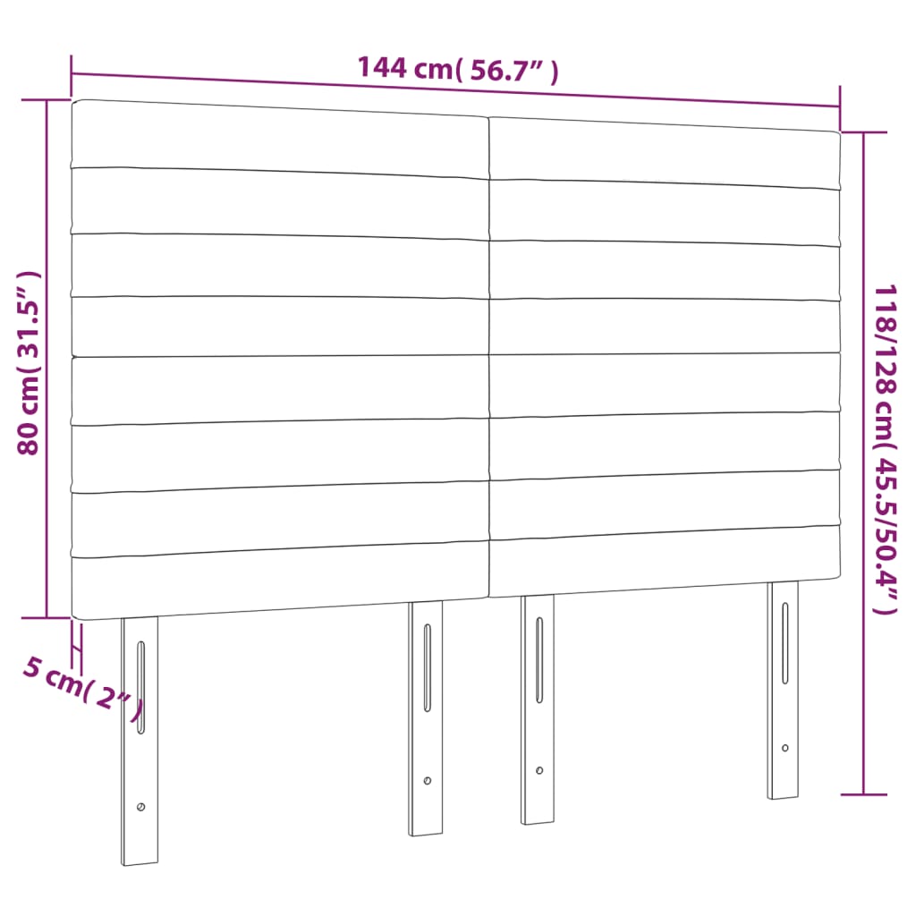 Testiera a LED Tortora 144x5x118/128 cm in Tessuto | homemem39