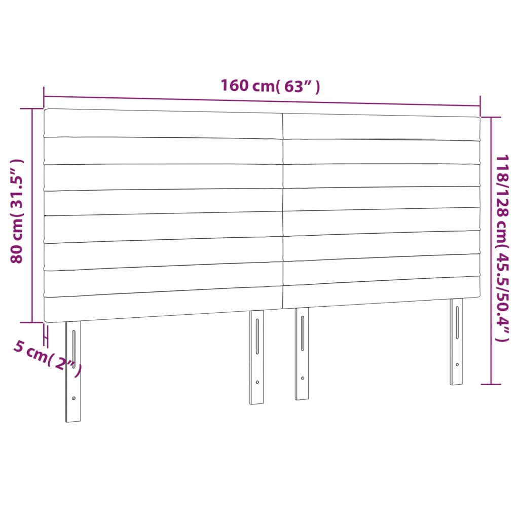 Testiera a LED GrigioScuro 160x5x118/128cm inTessuto | homemem39
