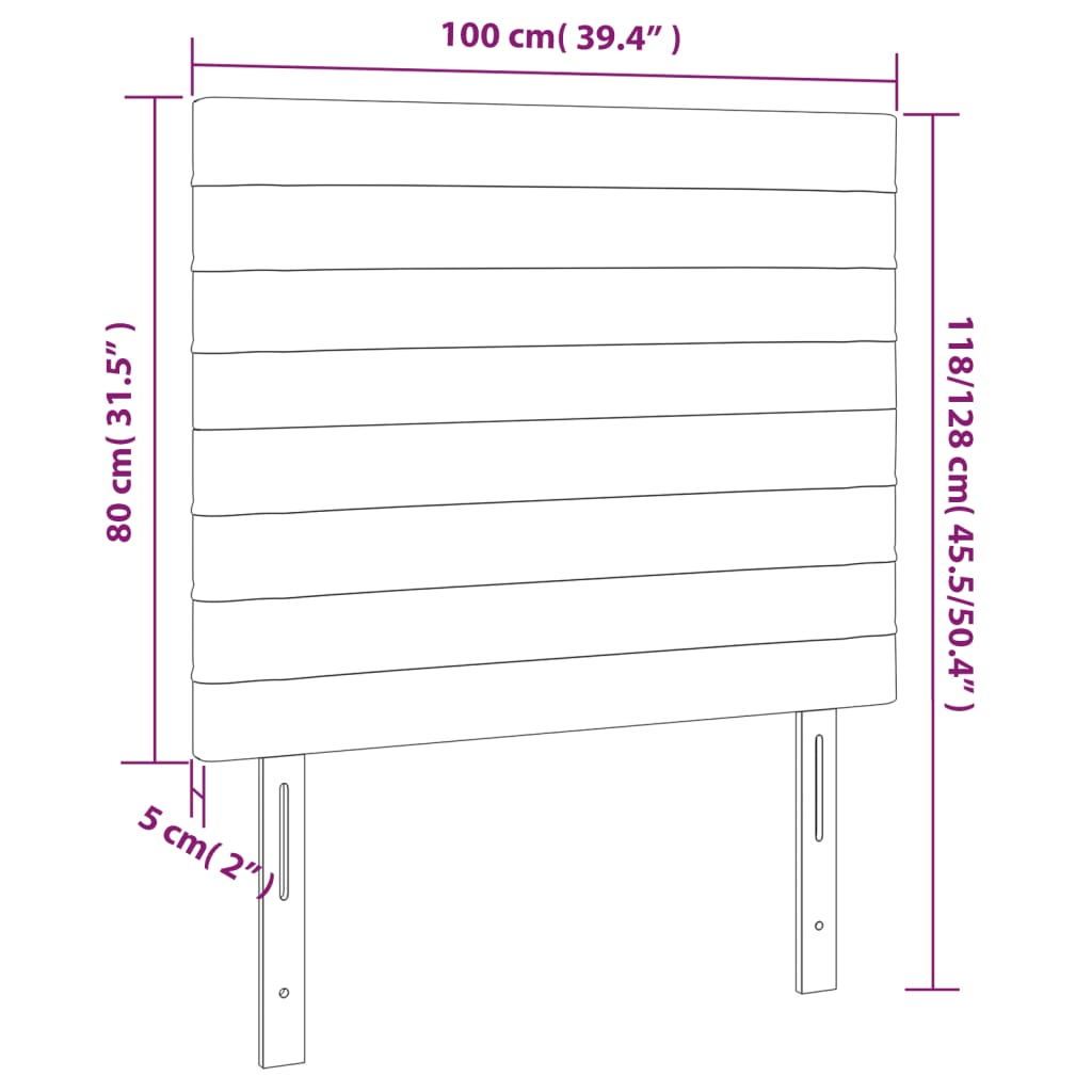 Testiera a LED Rosa 100x5x118/128 cm in Velluto | homemem39