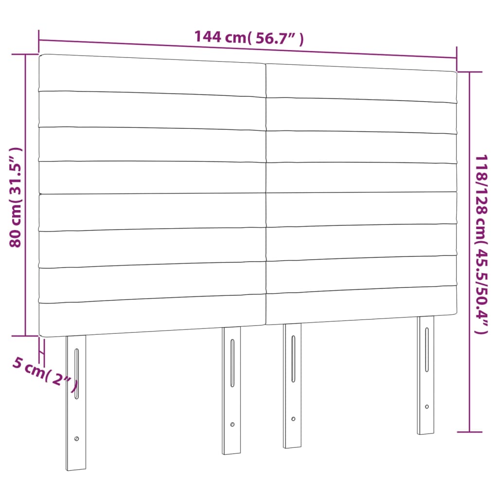 Testiera a LED Grigio Scuro 144x5x118/128cm in Velluto | homemem39
