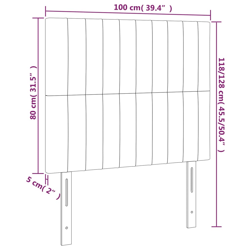 Testiera a LED Marrone Scuro 100x5x118/128 cm in Tessuto | homemem39