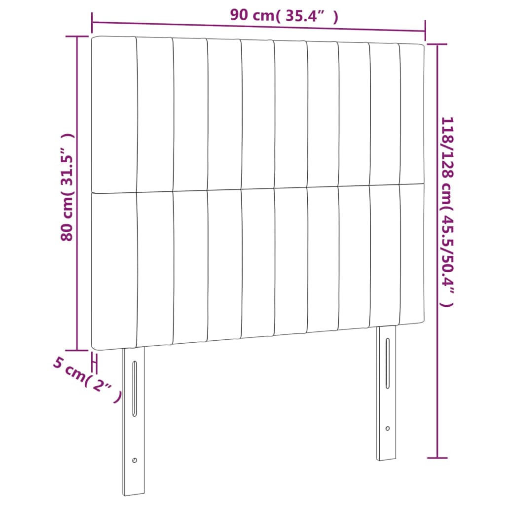 Testiera a LED Rosa 90x5x118/128 cm in Velluto | homemem39