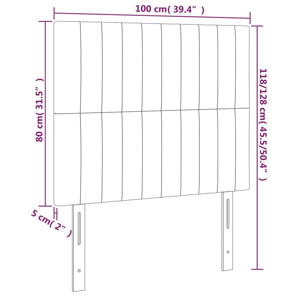 Testiera a LED Rosa 100x5x118/128 cm in Velluto | homemem39