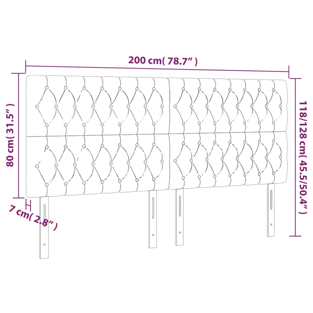 Testiera a LED Nera 200x7x118/128cm in Velluto | homemem39